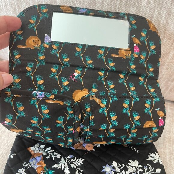 Vera Bradley Set of Brush & Cosmetic Case & Kiss Me Twice Case - Merry Mischief - Picture 8 of 10